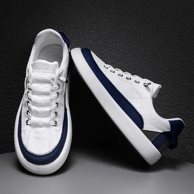 Nam Sneakers Cổ Thoáng Khí Cao Tăng Lên Nền Tảng Giày Xu Hướng Hỗn Hợp Màu Sắc Nhẹ Ngoài Trời Dễ Dàng Phù Hợp Với Giày Thể Thao