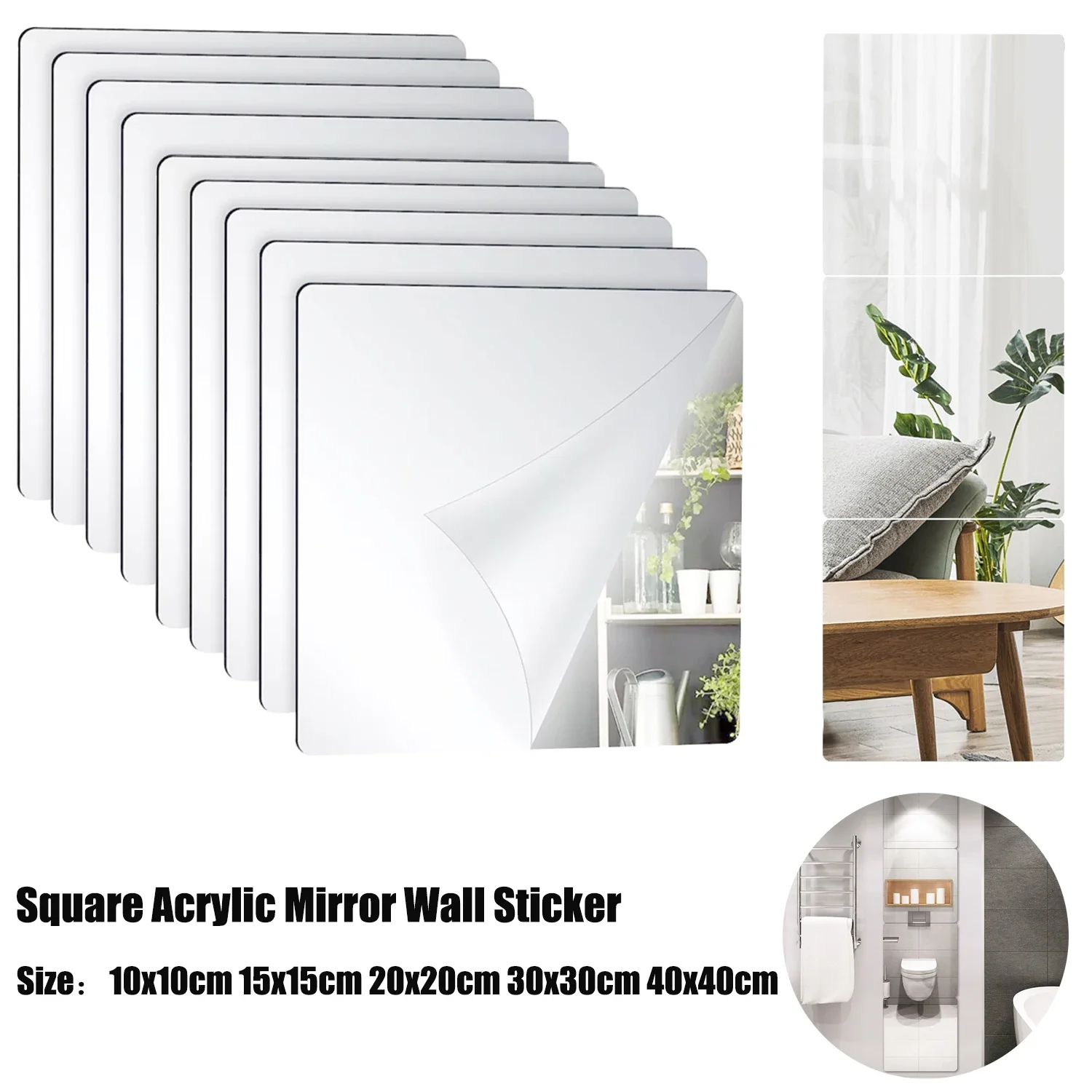 1-40pcs Self-adhesive Mirror Wall Stickers Thickened 1.5mm Flexible DIY Art Acrylic Mirror Stickers Living Room Decoration