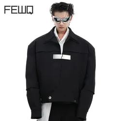 FEWQ Niche Metal Buckle Doublelayer Design Jacket Loose Niche Casual Simple 2024 Darkwear Long Sleeve Male Tops 24E2170