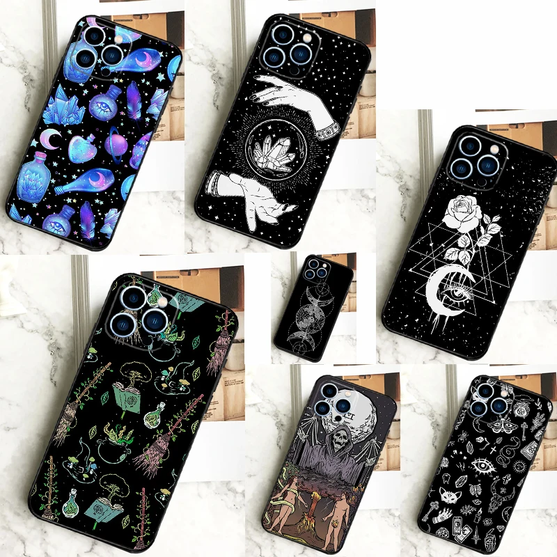 Occult Witchcraft Moon Gothic Witch Funda For iPhone 12 13 Mini 11 14 16 15 Pro Max XS X XR 7 8 14 16 15 Plus Phone Case