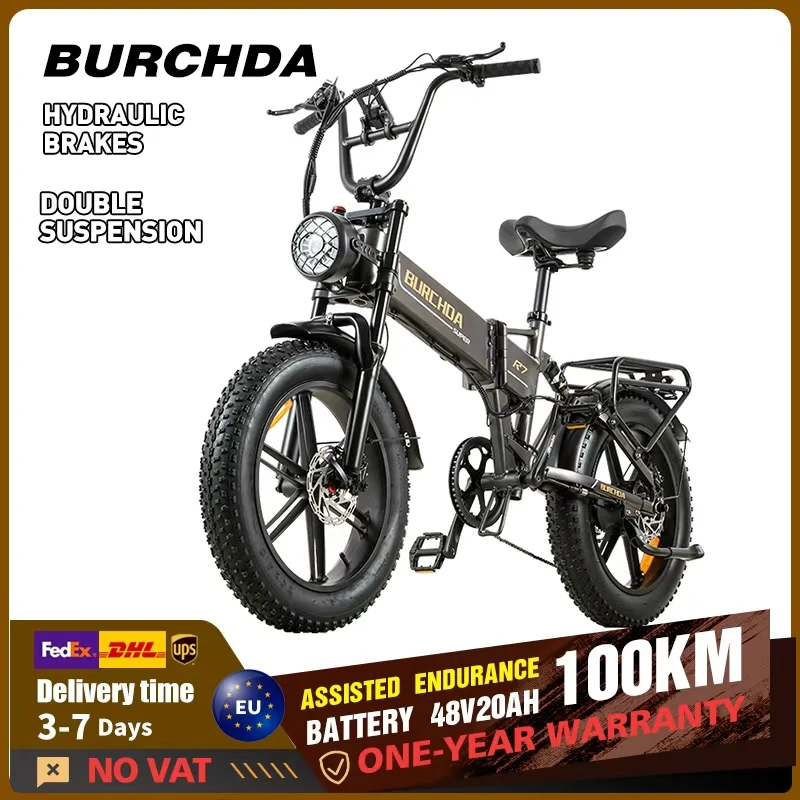 BURCHDA R7 20-Zoll Hochleistungs-Elektrofahrrad, 48V 20AH Lithium-Akku (abnehmbar), 4.0 Fat Tires Mountain-E-Bike für Erwachsene, faltbares E-Bike