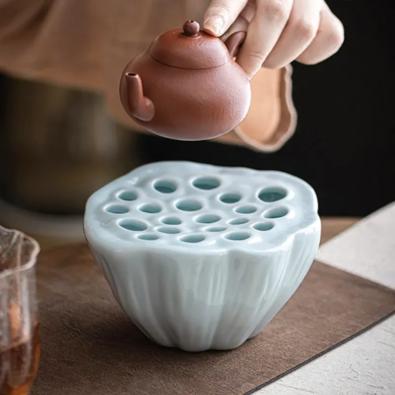 Ceramic pot bearing, pot pad, tea residue bucket, Zen flower ornament, Kung Fu tea set, tea ceremony accessories