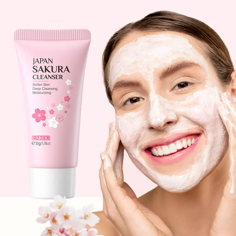 Sakura Cleanser Rich Foam Deep Clean Remove Grease Improve Oily Face Wash Cream Gentle Moisturizing Remove Blackhead Cleanser