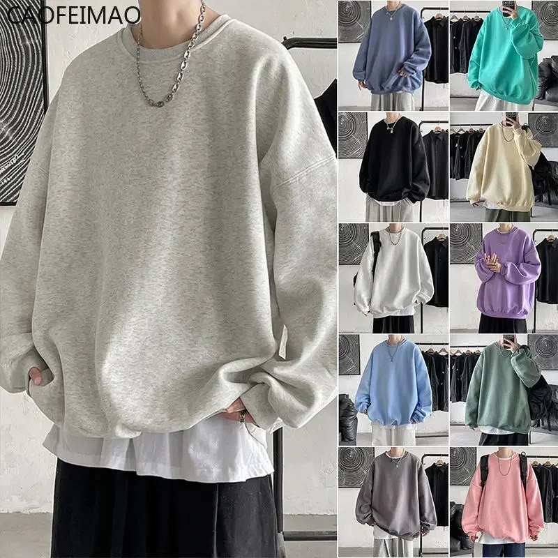2025 Caofeimao Autumn Men Casual Sweatshirts Harajuku Printed Men Oversized Hoodies  Korean Man Casual Loose Pullovers