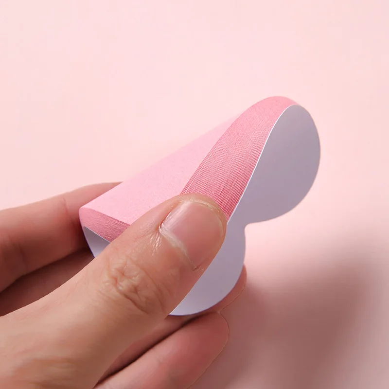 Bloco de notas material escolar luz rosa em forma de coração amor notas pegajosas manuscritas comentários positivos adesivos convenientes atacado
