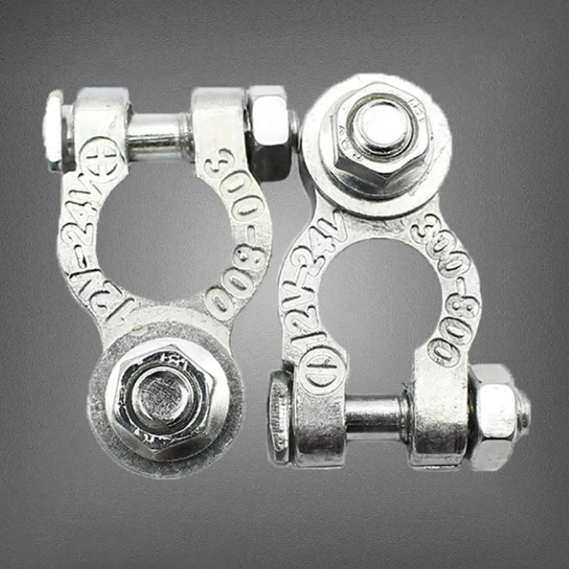 1 Pair Zinc Alloy Battery Terminal Clamps For Car – Positive & Negative Screw Connectors