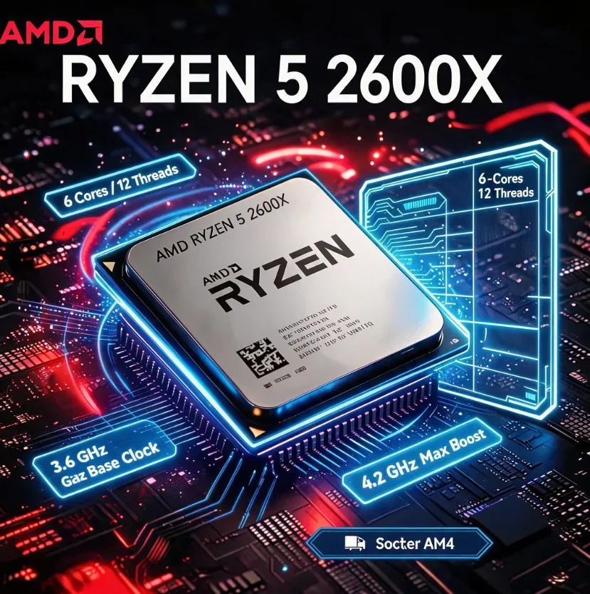 AMD R5 2600X 6 Core Processor 3.6GHz 12 Thread 95W AM4 Support StoreMI Accelerate HDD Read Write