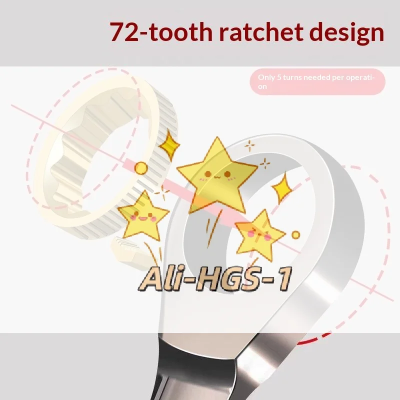 Ratchet Wrench Nickel Fixed Head 72 Tooth 8-22mm Heavy Duty Spanner for Car Repair DIY Home Improvement Tasks