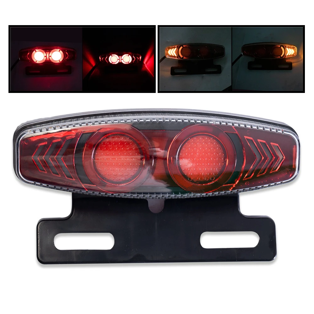 1Pc Rear Light For Motorcycle 36V / 48V E-bike Taillight Motorbike Dynamic Turn Signal Brake Lamp ATV LED Tail Light