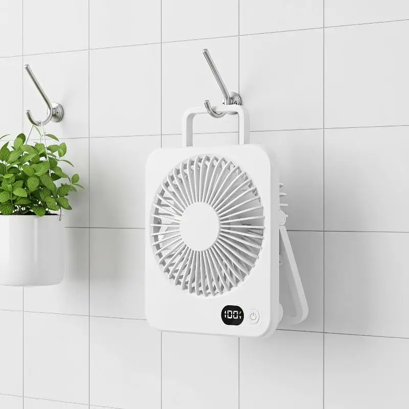 Ventilateur Desk Fan Foldable USB Rechargeable 5 Speeds Ultra Quiet 180° Adjustable Tilt with Power Display for Students