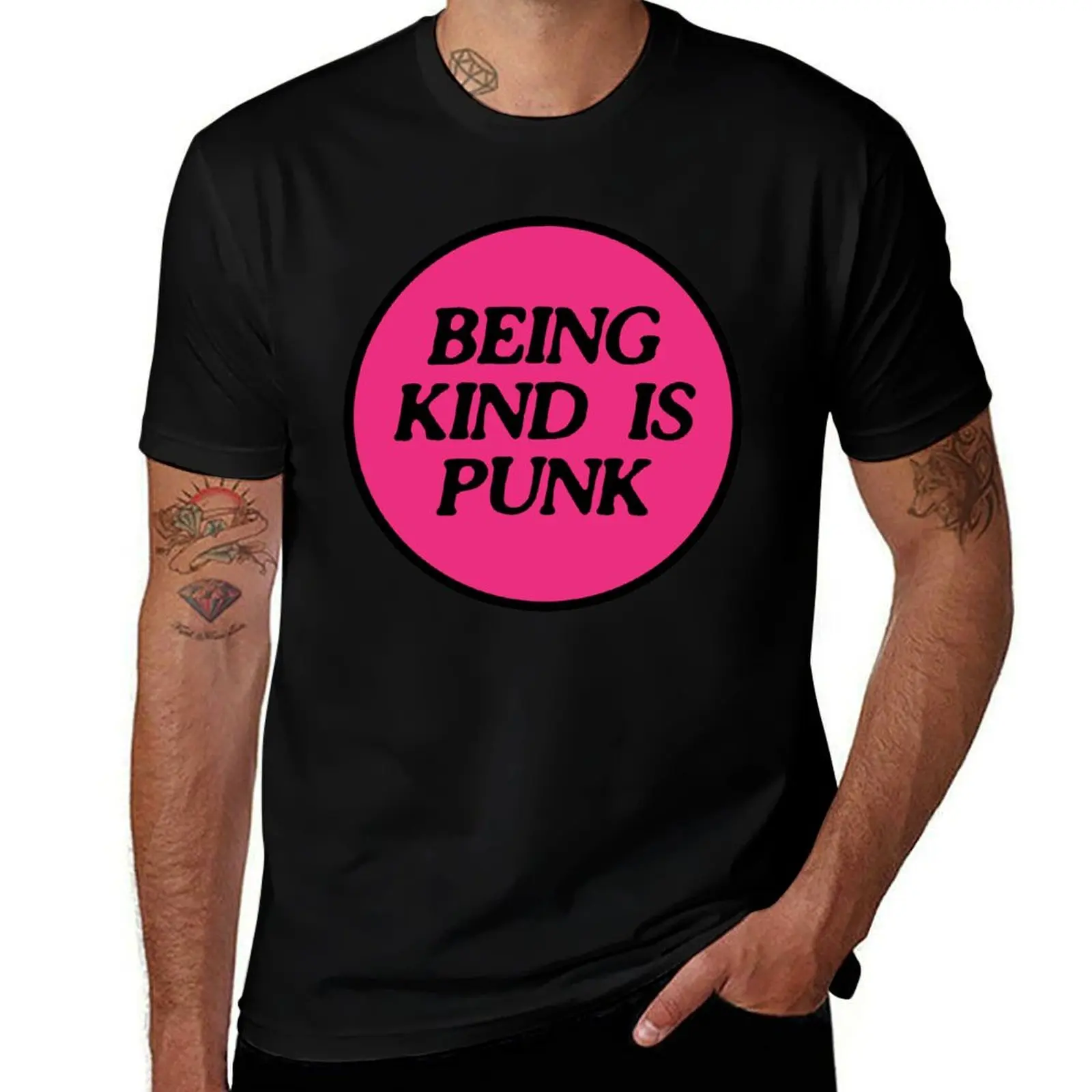 being kind is punk pink 2 T-Shirt Work Casual Loose Fit T-Shirt