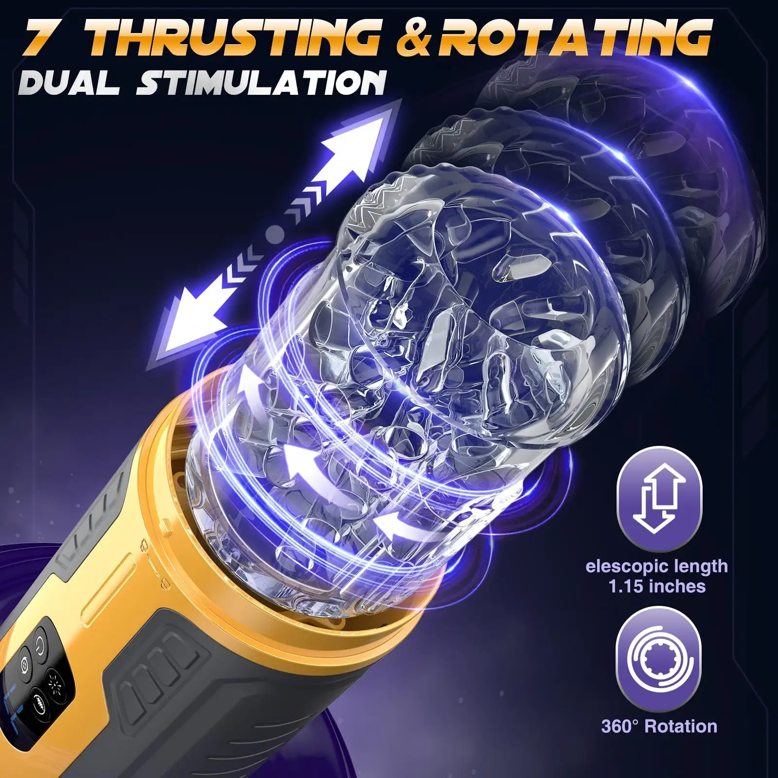 IPX6 Automatic Male Masturbator 7 Thrusting Rotating Licking Modes LED Display Pussy Stroker Penis Pump Adult  Sex Toys For Men