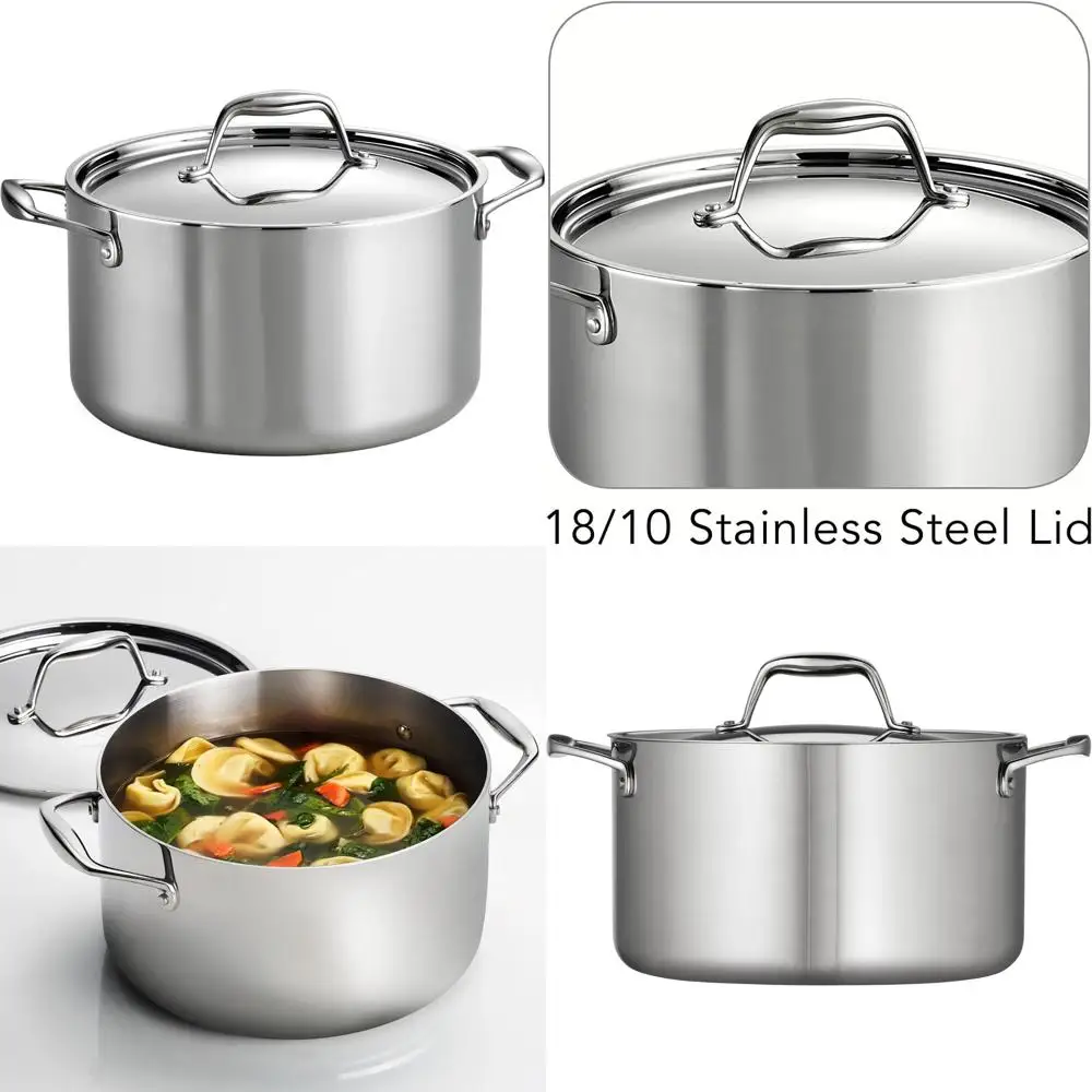 

6-Quart Stainless Steel Induction-Ready Sauce Pot with Lid, Dishwasher Safe, NSF Certified, Large Capacity Cooking Pot