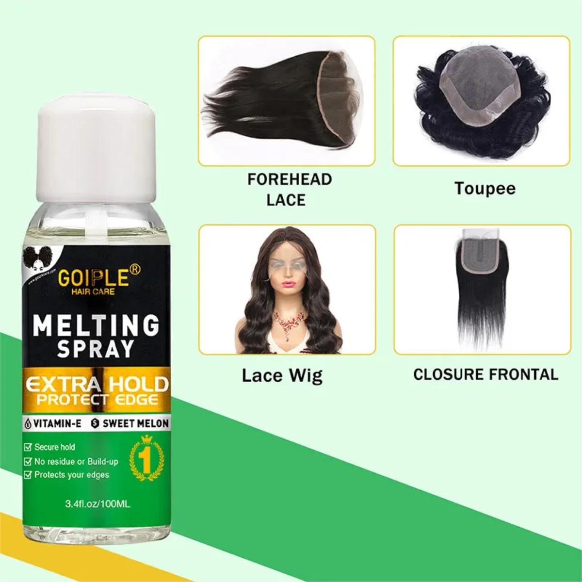 4pcs Wig Accessory Lace Toupee Front Glue, Lace Bonding Melting Spray，Wig Adhesive, Adhesive Remover,Natural and Gentle Formula view 3