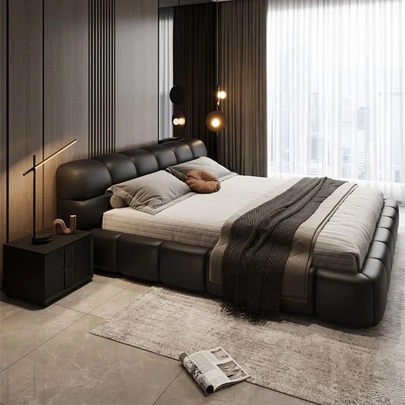 

Minimalist Leather Bed King Size Aesthetic Multifunctional Storage Bed Modern Luxury Cama De Casal Luxuosa Bedroom Furniture