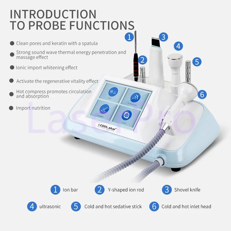 High Quality ICOOL 6-IN-1 Comprehensive Instrument Skin care Face Deep Cleaning Firming Microcurrent Ultrasonic Beauty Equipment
