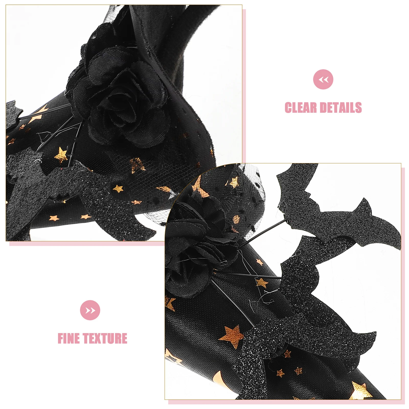 1 pz cappello da strega fascia decorazione in pizzo nero accessorio per feste di Halloween costume in maschera glitter per donne ragazze evento in maschera