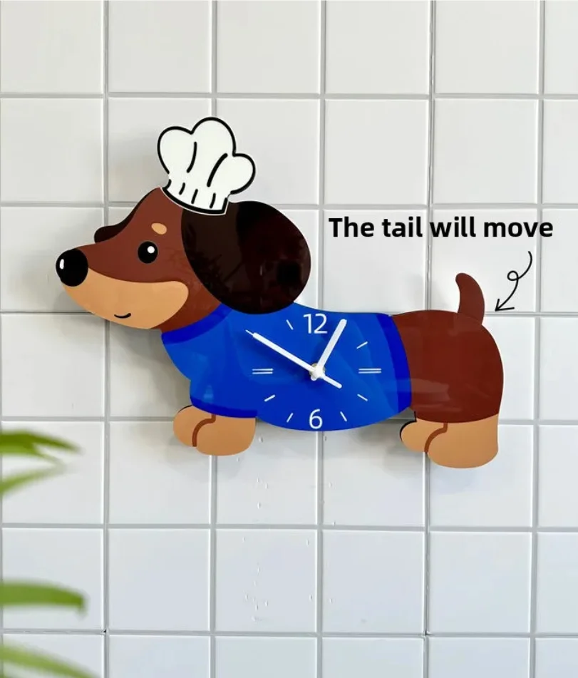 

New Cartoon Puppy Creative Clock, Living Room Quartz Clock, Wall Clock Decoration, Swing Decoration, Wall Painting