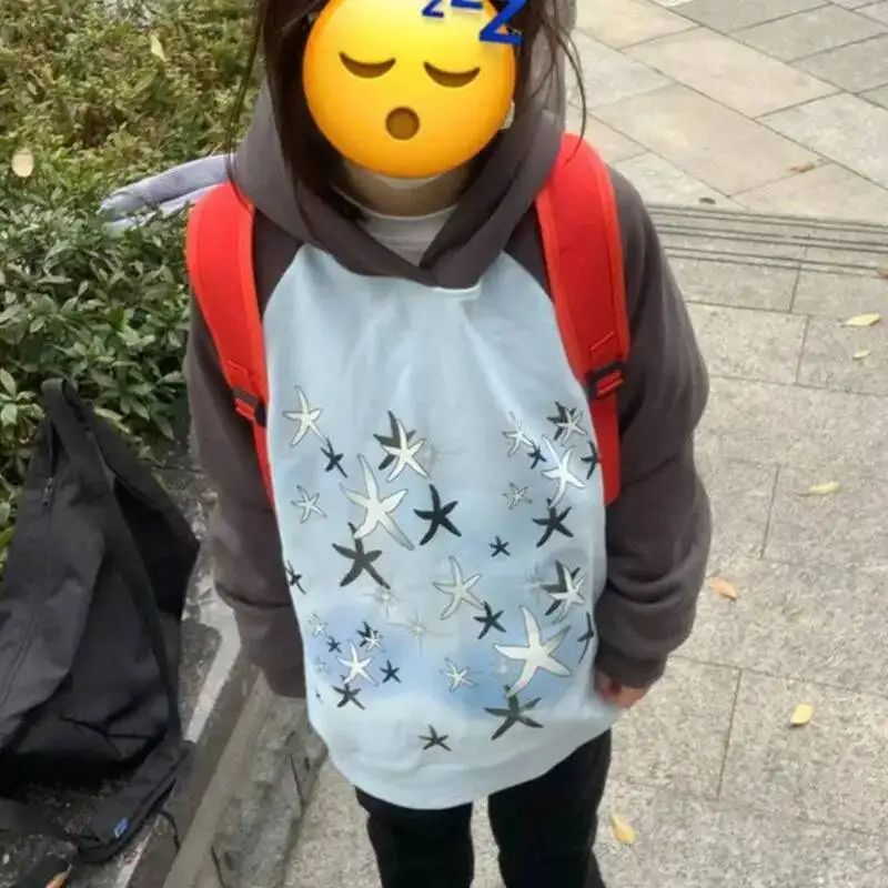 

BabYoung толстовка с капюшоном и принтом большого размера, женские осенне-зимние новые топы с длинными рукавами Mujer Y2k, свободные пуловеры средней длины, пальто