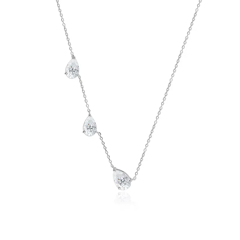 Smyoue Gradiënt Moissanite Ketting voor Vrouwen 3 Edelstenen Peer Cut Gecertificeerde Luxe Hanger Lab Diamanten Sieraden Sterling Zilver 925