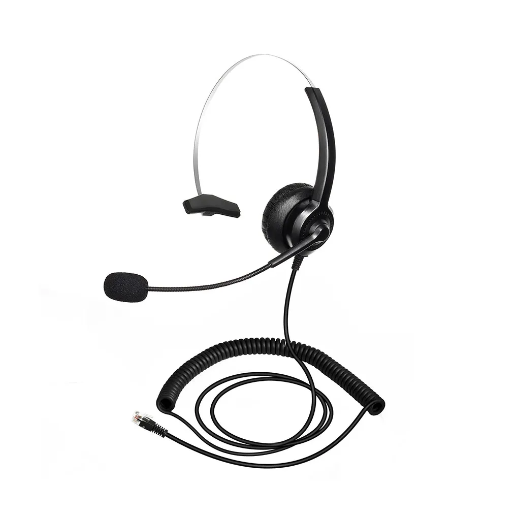 

Call Center Telephone IP Phone Headset with Adjustable Boom Mic 4-pin RJ9 Modular Connector