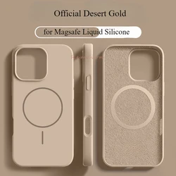 New Gold Liquid Silicone Magsafe Case For iPhone 16 14 15 Plus 13 12 11 16 Pro Max Magnetic Wireless Charge Protector Soft Cover