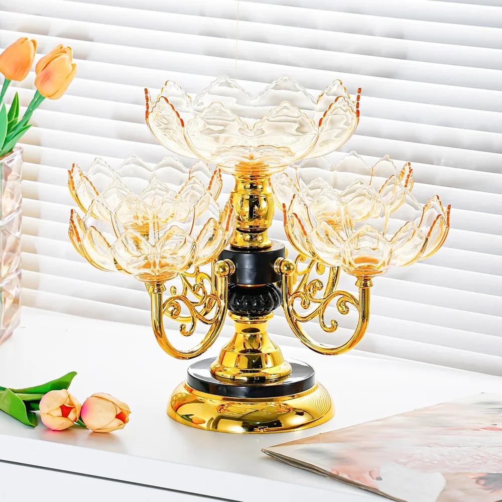 New PET Fruit Bowl Rotating with 5 Bowl Fruit Tray European Style Multi Layered Snack Dessert Plate Wedding