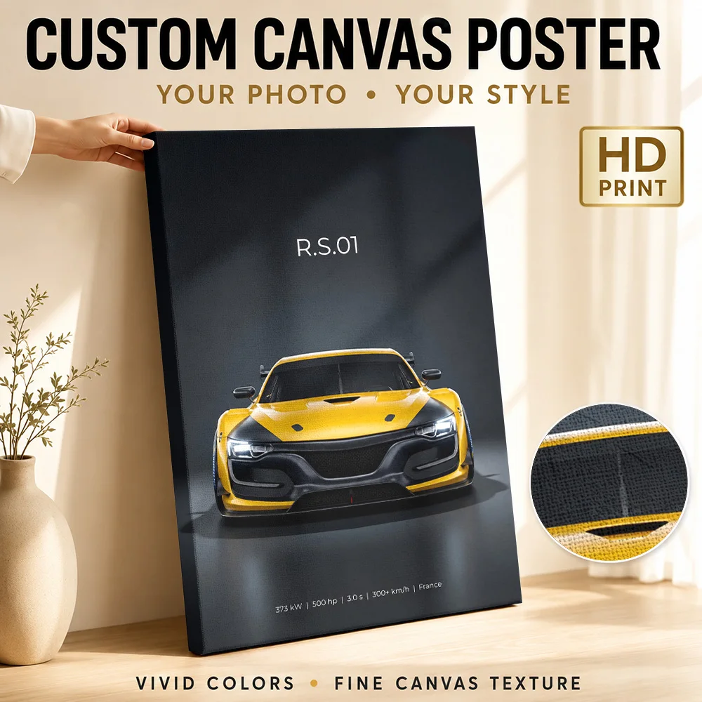 French R.S.01 Race Car Framed Canvas Poster Customized Photo Frontal Composition Wall Art For Recreation Room Collector Gift
