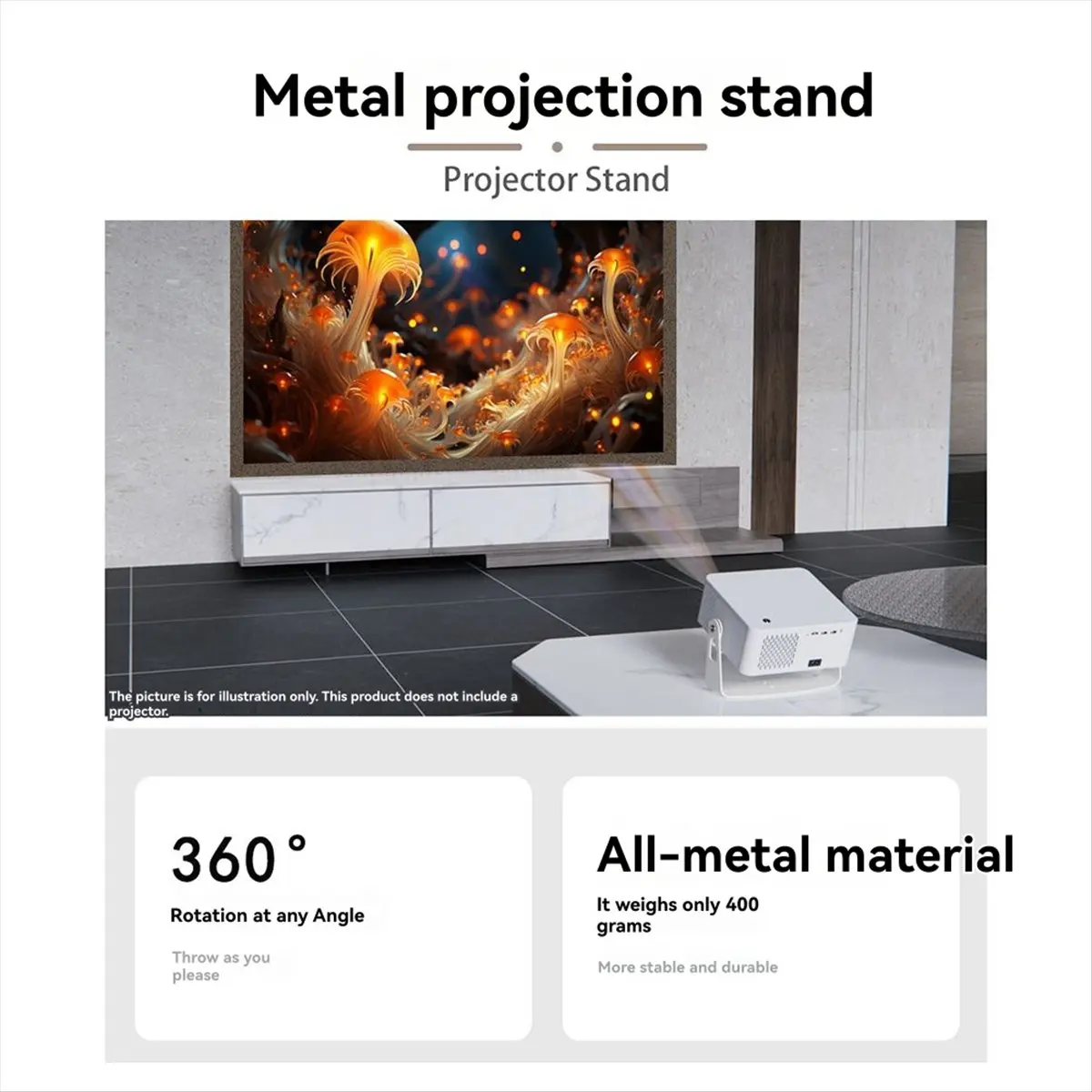 !DT~D628Universal 1/4 Screw Hole Projector Bracket 360 Degree Rotating Desktop Projector Bracket Wall Bracket Ceiling Load 5kg A
