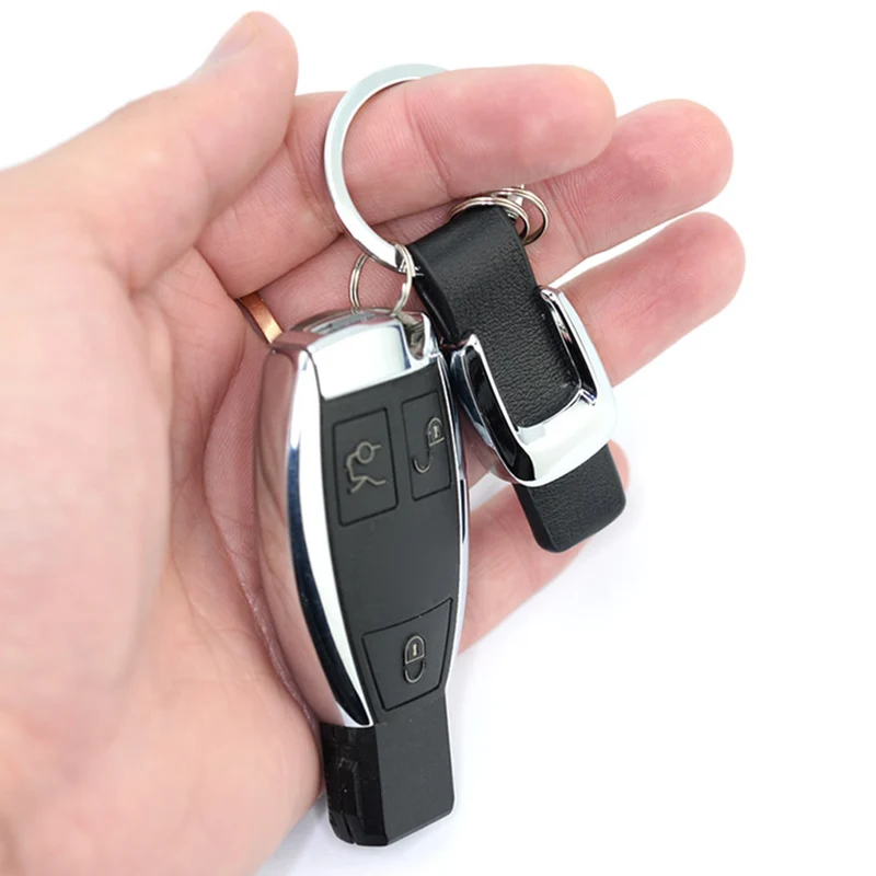 

1 PCS metal chrome leather Car Keychain Key Rings For Mercedes Benz A B C E Class Car Styling