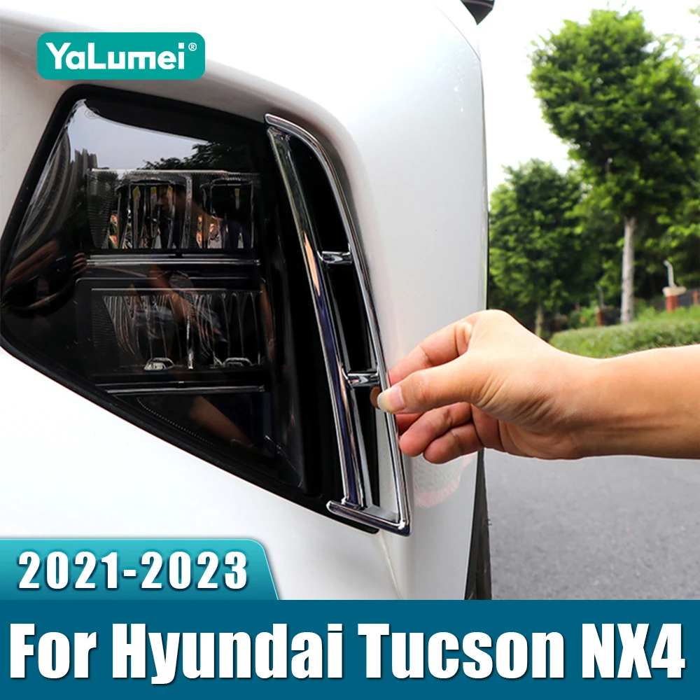 For Hyundai Tucson NX4 2021 2022 2023 Hybrid N Line ABS Car Front Fog Lamp Light Decorative Cover Frame Exterior Accessories