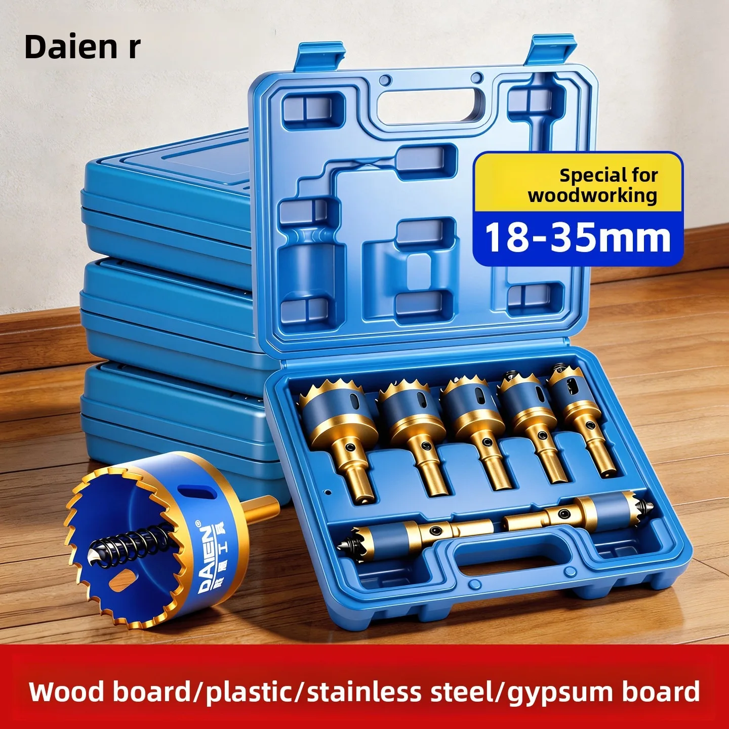 Holzbearbeitungs-Lochsägen-Set, Elektrobohrer-Speziallochsäge, Bohrer für Holzplatten, Edelstahl, Gipskarton-Bohrwerkzeug – Detail 3