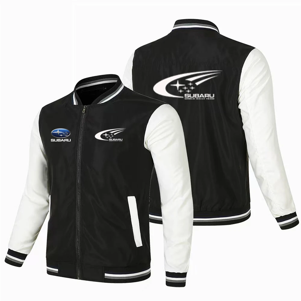 

Men's Spring and Autumn Popular High end Baseball Collar SUBARU Printed Splicing Jacket Baseball Suit SUBARU Motorcycle Windproo