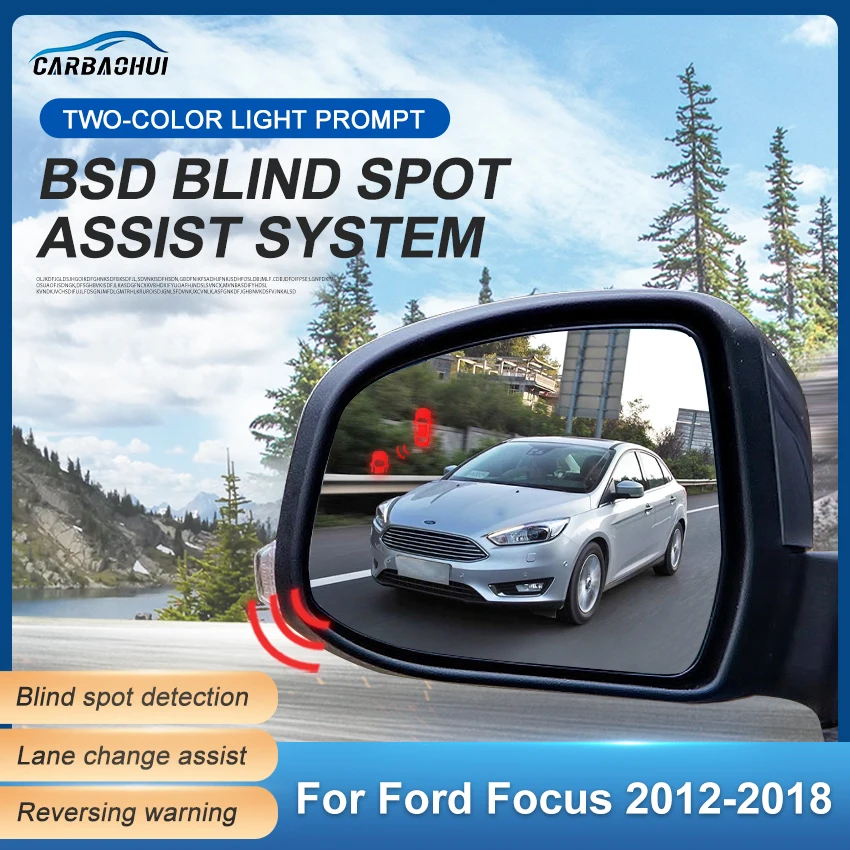 Car Blind Spot Monitoring System BSD BSM BSA Lens Light Alarm Radar Sensor Driving Assist Lane Changing For Ford Focus 2012-2018