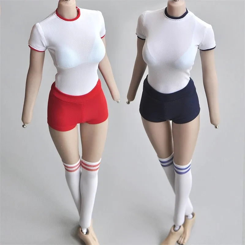 

1/6 Scale Model Female Japanese Student Sportswear Short Sleeve T-shirt Set for 12inch Action Figure Body Collection Toys Dolls