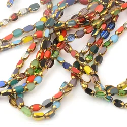 0.4x0.7cm 50pcs Random Color Mix Golden Plated Faceted Glass Crystal Beads For Jewelry Making DIY Bracelet Accessories