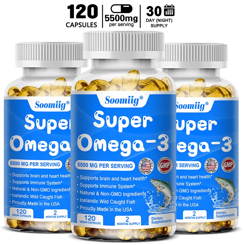 

Omega 3 Fish Oil Supplement Containing High-efficiency EPA and DHA,help Improve Cognitive Ability and Support Heart,Joint Health