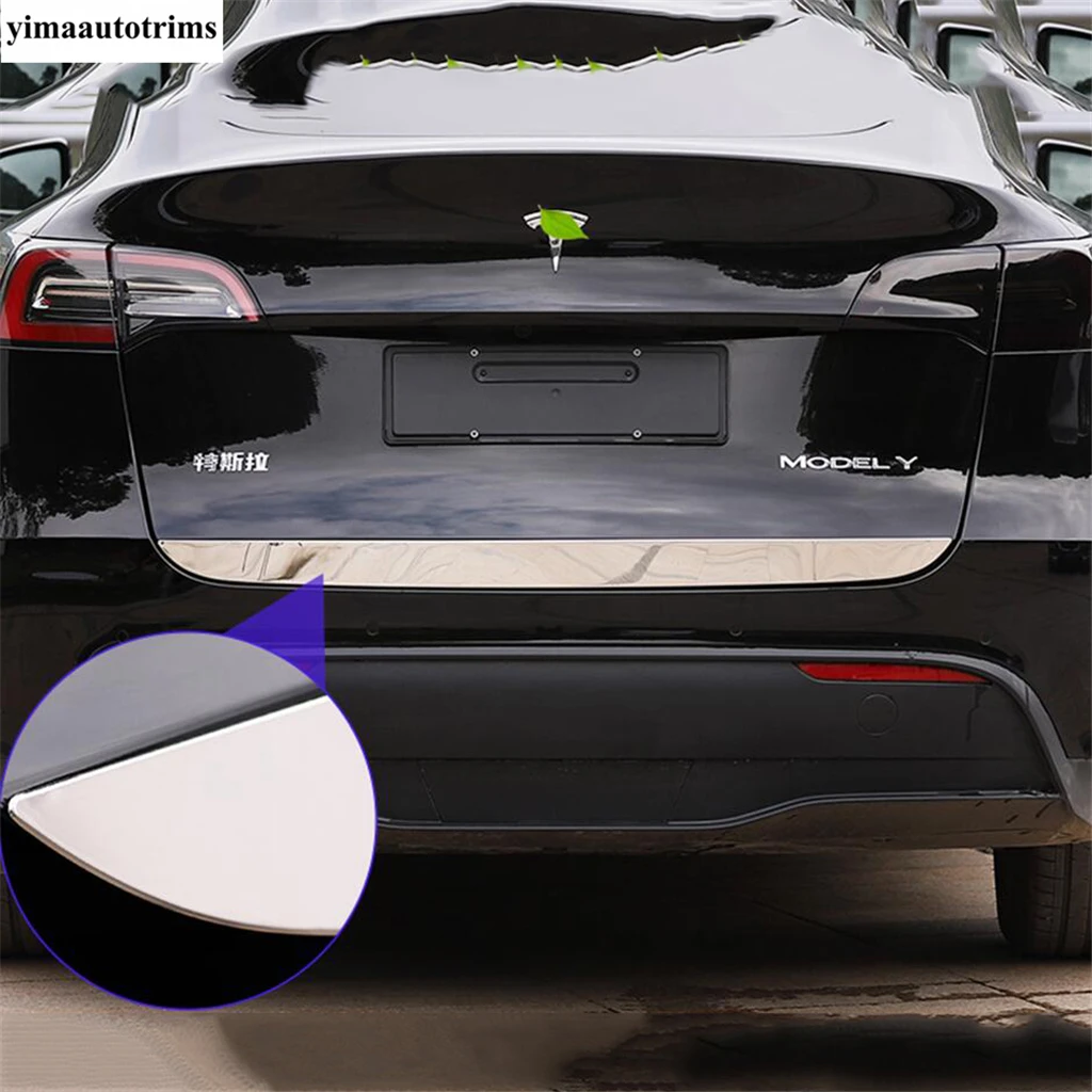 Rear Tail Door Strip Tailgate Trunk Decoration Cover Kit Trim For Tesla Model Y 2021 2022 Stainless Steel Exterior Accessories