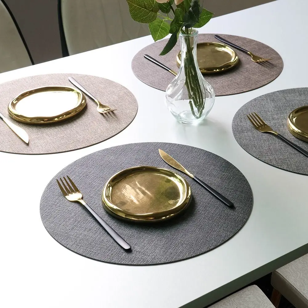

Oil-proof PVC Table Mat 33cm Heat Resistant Cup Mat Washable Non-Slip Round Placemat Tableware