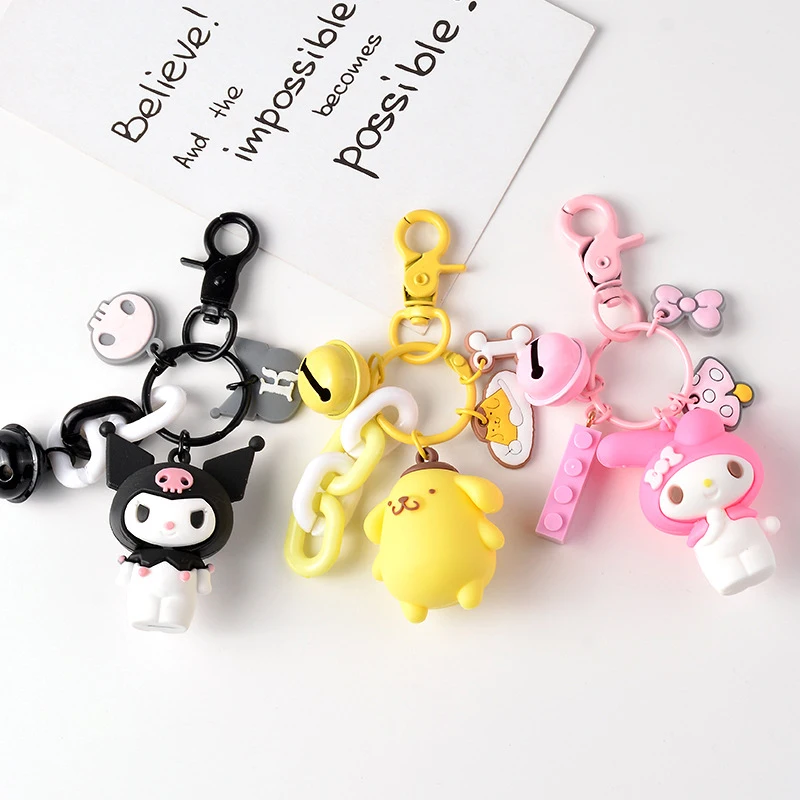 Cute Cartoon Kawaii Sanrioed Hello Kitty Kuromi Mymelody Cinnamorol Keychain Car Keyring Bag Pendant Key Chain Hanging Jewelry