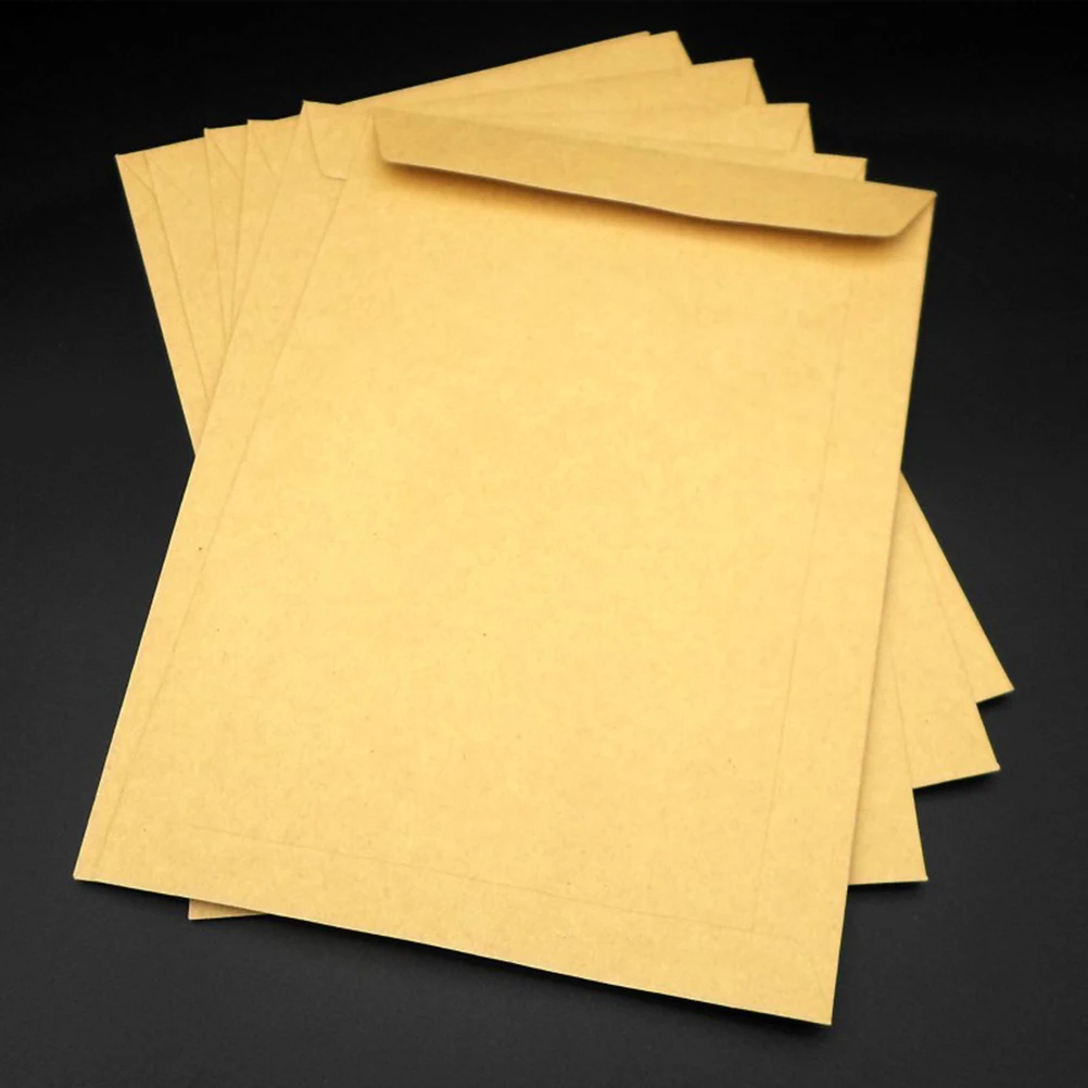 

100 Pcs Kraft Envelope Bag Manilla Envelopes Paper Letter Size Office Plain Color Blank