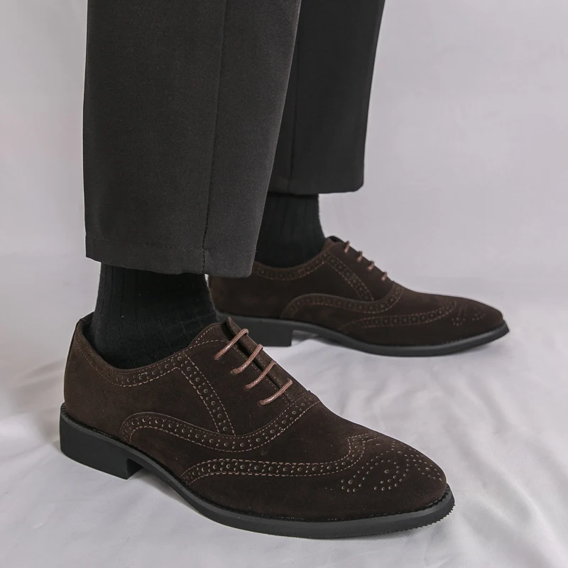 العلامة التجارية الأعمال حفل زفاف أحذية من الجلد الرسمي جودة البقرة المدبوغ لينة مريحة المتسكعون في الهواء الطلق وأشار أحذية قيادة رجالية #2