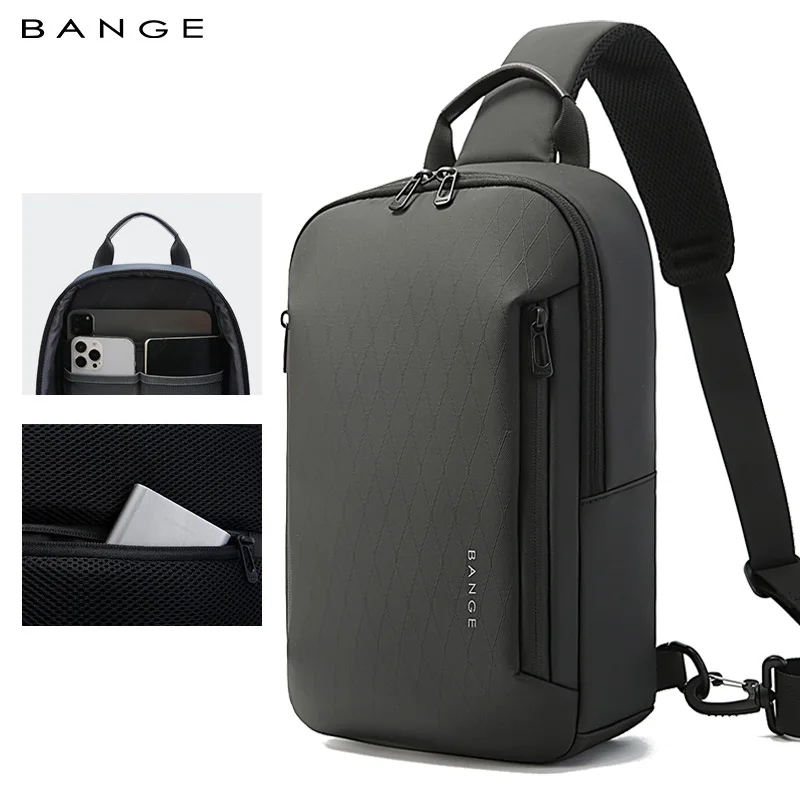 BANGE Business Lightweight Crossbody Bag for Men Portable Shoulder Messenger Bags Male Waterproof Travel Short Trip Chest Bag