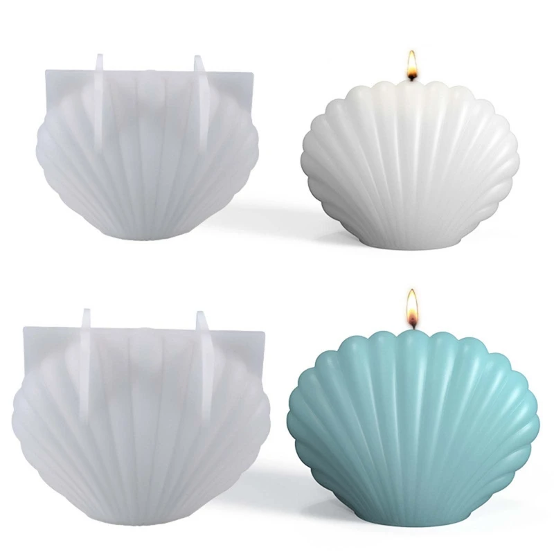 LX9D Silicone Seashell Candle Making Mold Soap Bath Bomb Making Tool 3D Scallop Shape