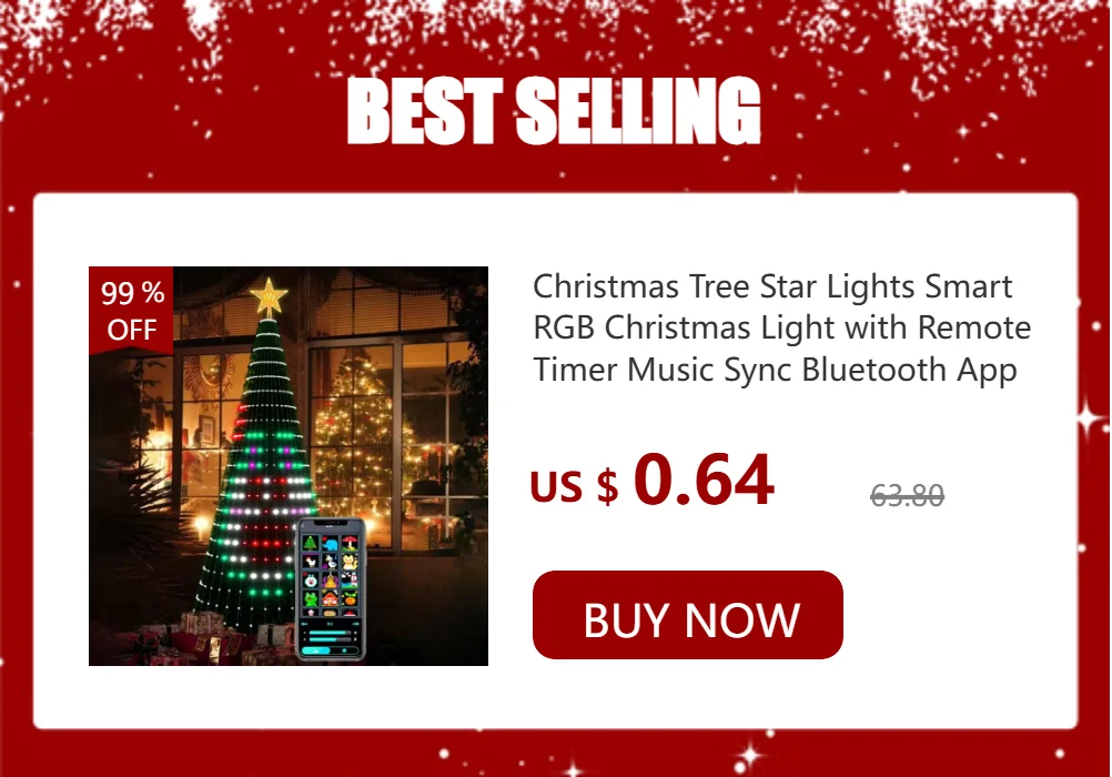 Christmas Tree Star Lights Smart RGB Christmas Light with Remote Timer Music Sync Bluetooth App Controlled Holiday Lighting