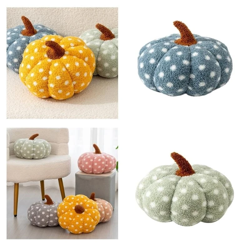 Thanksgiving Pumpkin Shaped Throw Pillow Soft Stuffed Squash Sofa Cushion for Living Room Halloween Decoration