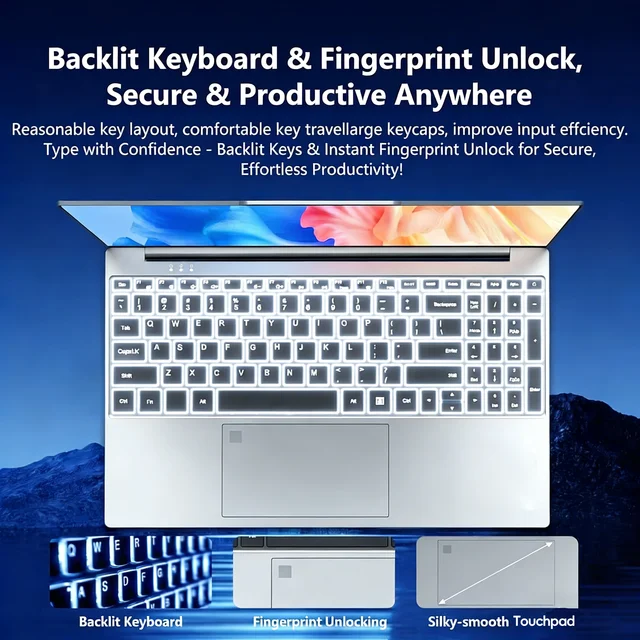 15.6' Windows 11 Pro Laptops Intel Core I9-9900 16GB RAM 1TB SSD Office Gamer Study Notebook Computer PC 4