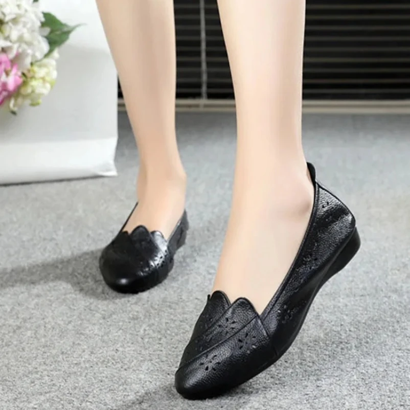 

2025 35 -43 Summer Women Shoes Woman Genuine Leather Flat Sandals Casual Breathable