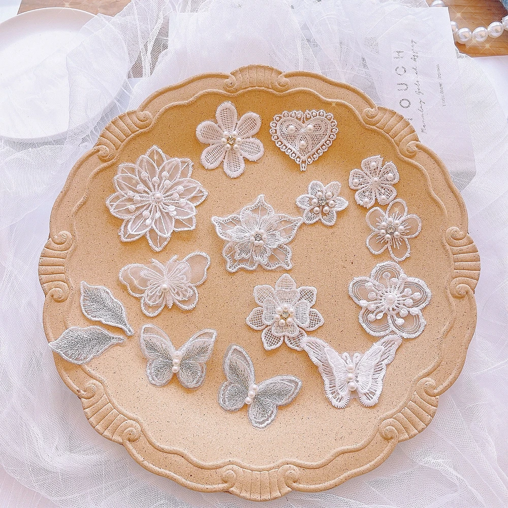 MLAEY 10PCS Lace Butterfly Iron on Patches for Clothing DIY Wedding Decorative Embroidery Patch Applique Clothes Stickers