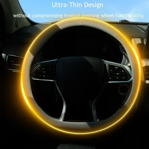 Imagen 2 del producto Protector para volante de coche Universal para ruedas redondas y en forma de D de 32cm agarre cómodo todas las estaciones silicona antideslizante absorbente del sudor